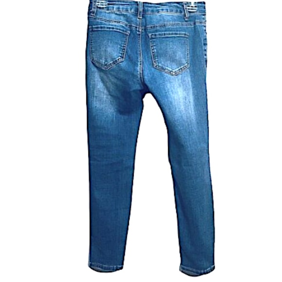 Encore Jeans Size 5 Women’s Juniors Distressed Destroyed Medium Wash Blue Skinny - Picture 4 of 15